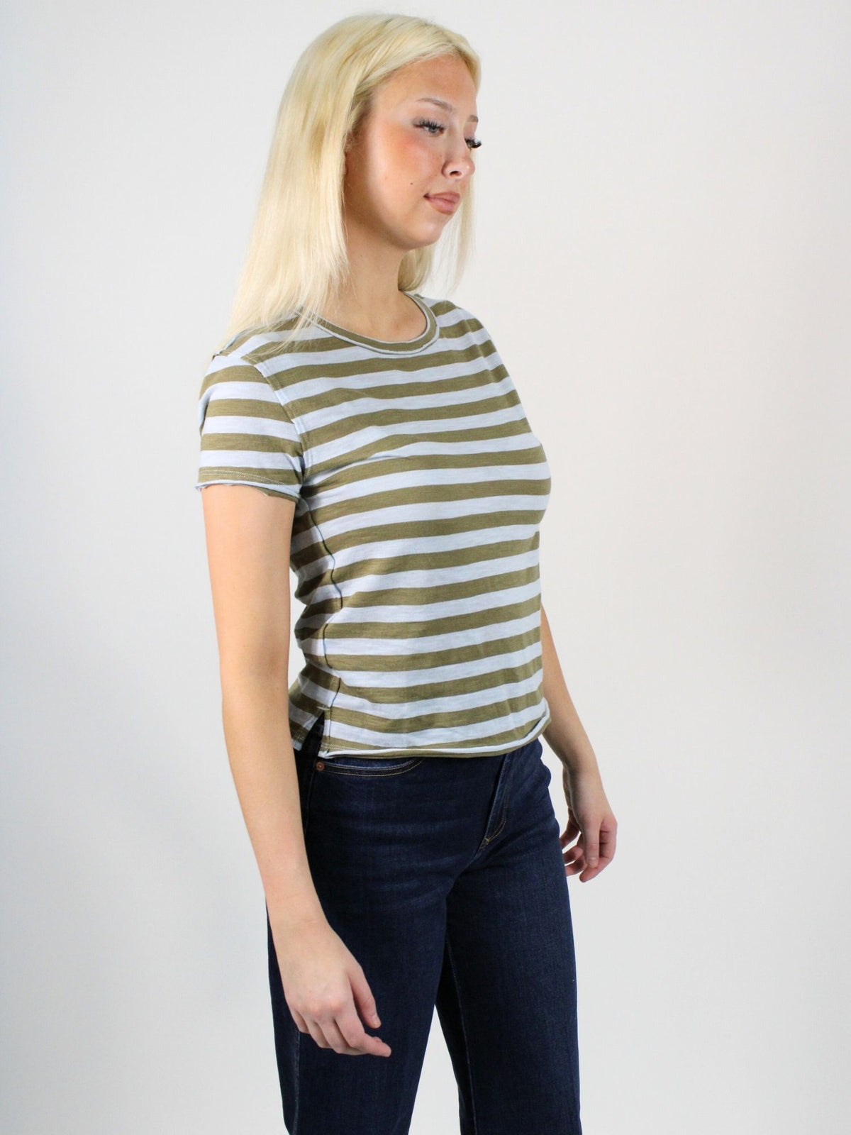 We The Free Nora Striped Tee Green Combo