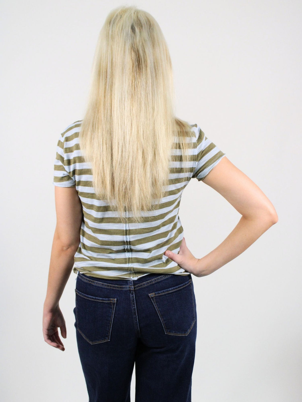 We The Free Nora Striped Tee Green Combo