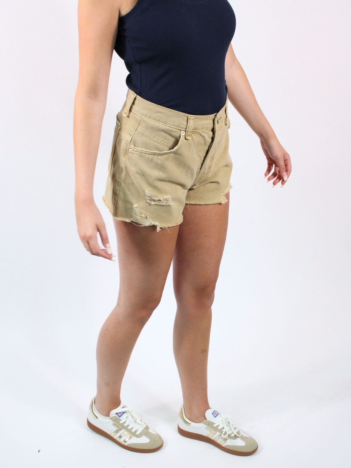 We The Free Now Or Never Denim Short Oat Latte