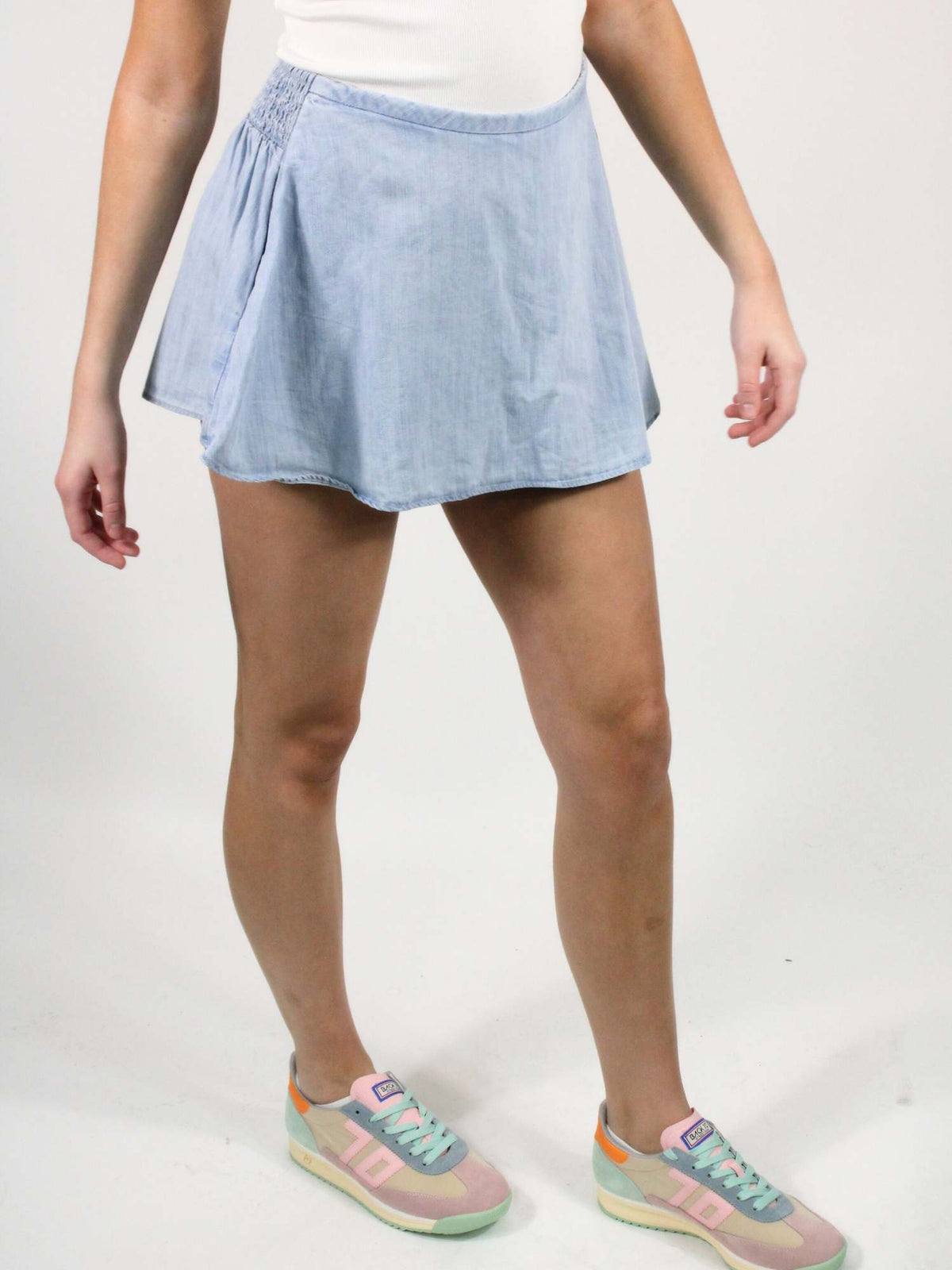 We The Free Paradise Found Denim Skort Capri Blue