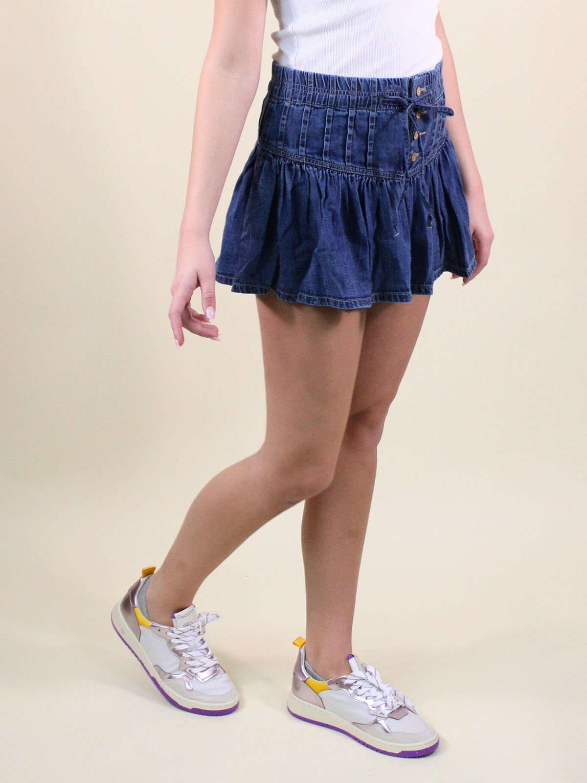 We The Free Roselle Denim Mini Skirt High Tide