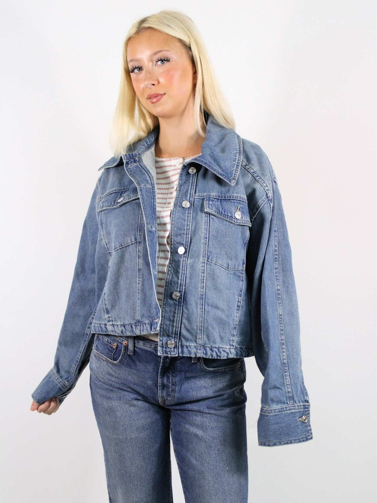 We The Free Side To Side Denim Jacket River Wash