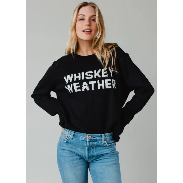 Whiskey Weather Sweater in black-front