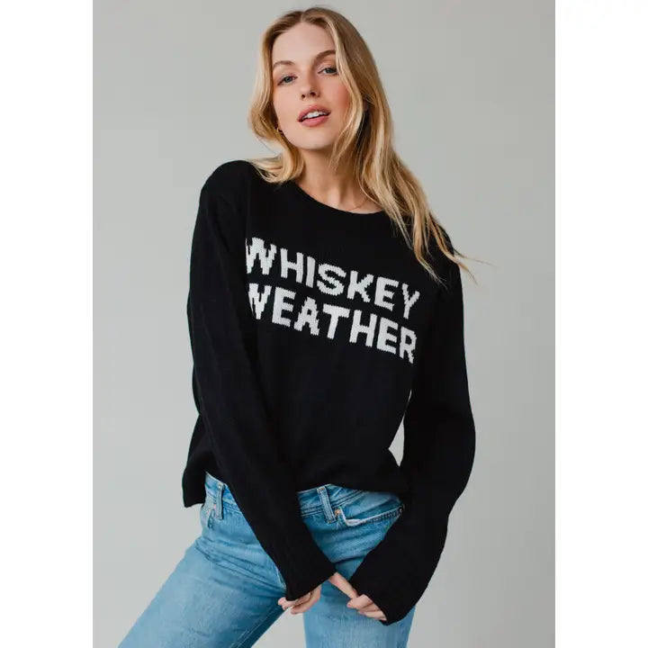 Whiskey Weather Sweater in black-front