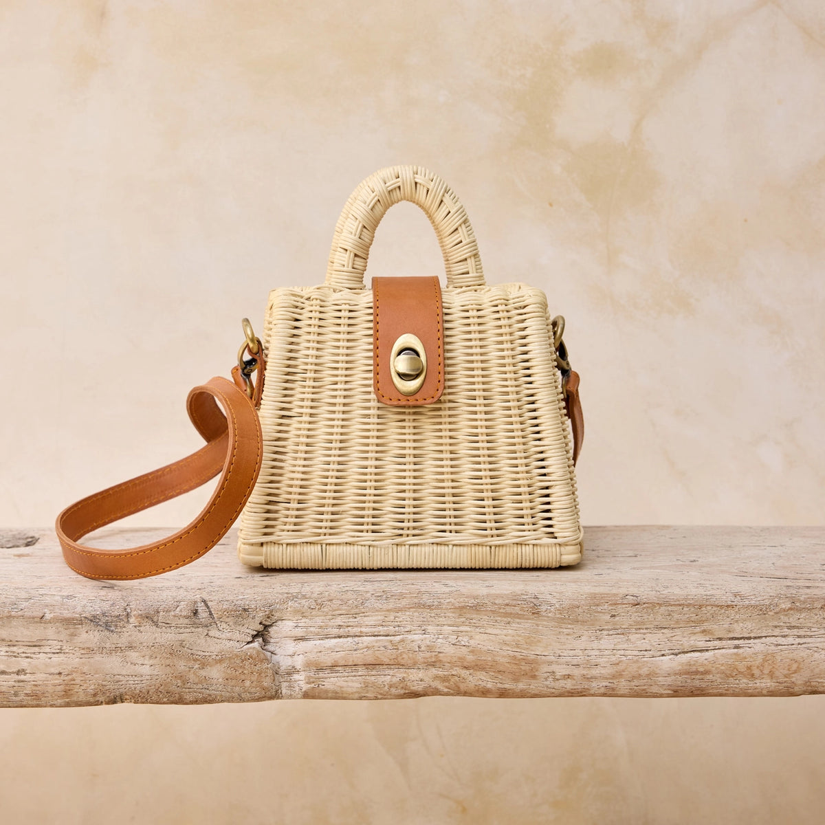 The Winding Road Ivory Rattan Petite Crossbody Handbag