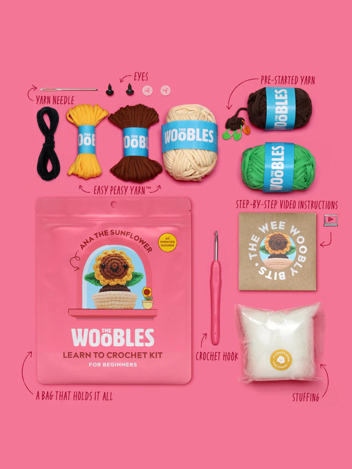 woobles Ana The Sunflower Crochet Kit 