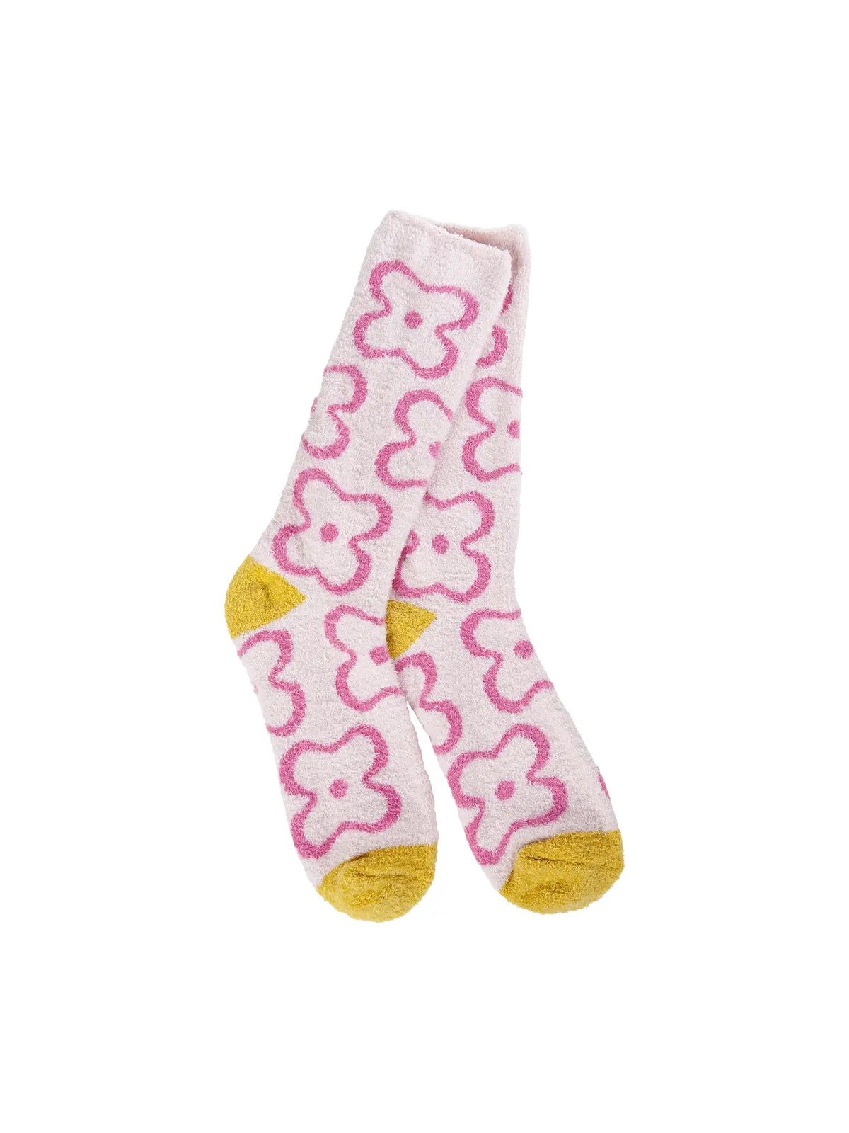 World's Softest Cozy Cali Crew Sock Flower Pink