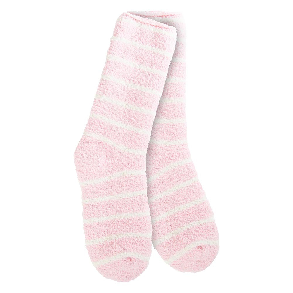 worlds softest fireside crew socks in candy pink stripe