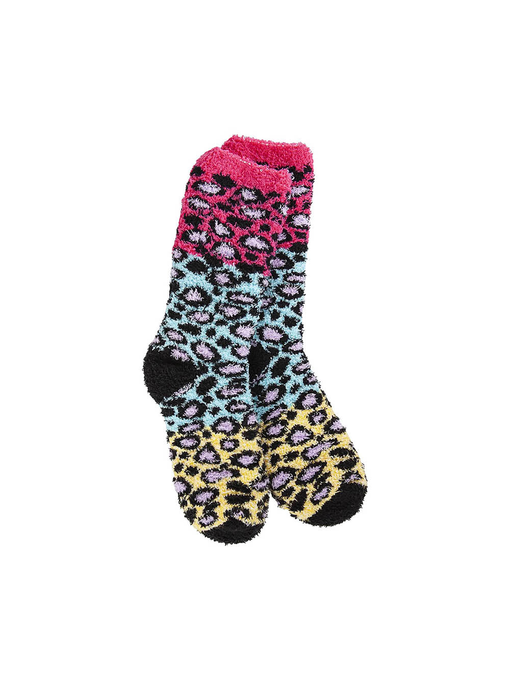 World's Softest Holiday Knit Pickin' Fireside Crew Sock Multi Leopard