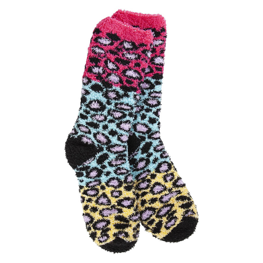 worlds softest fireside crew socks in multi leopard