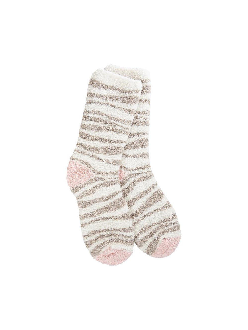 World's Softest Holiday Knit Pickin' Fireside Crew Sock Neutral Zebra