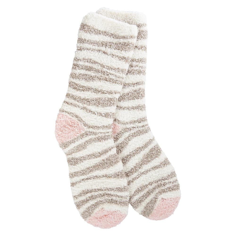 worlds softest fireside crew socks in neutral zebra
