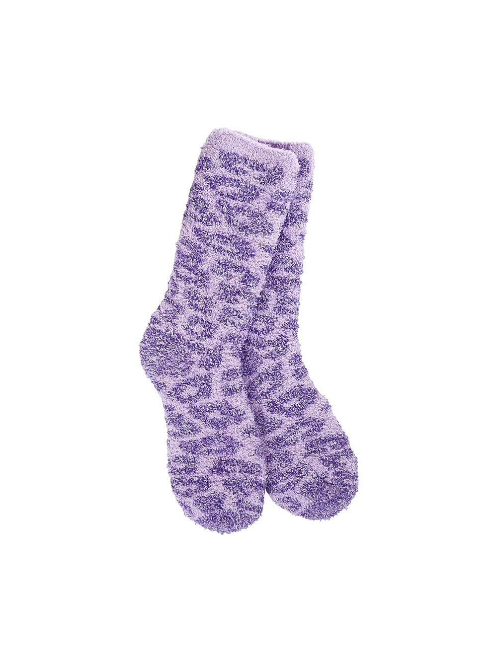 World's Softest Holiday Knit Pickin' Fireside Crew Sock Purple Leopard