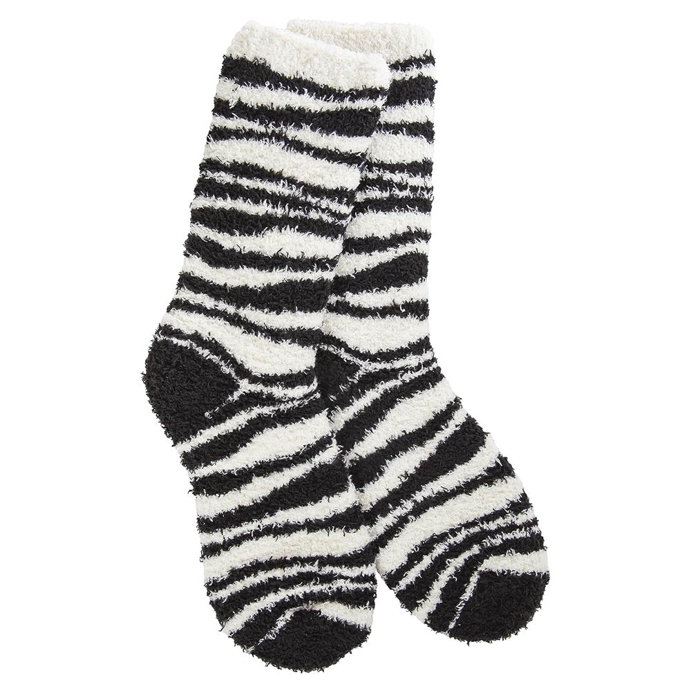 worlds softest fireside crew socks in traditional zebra