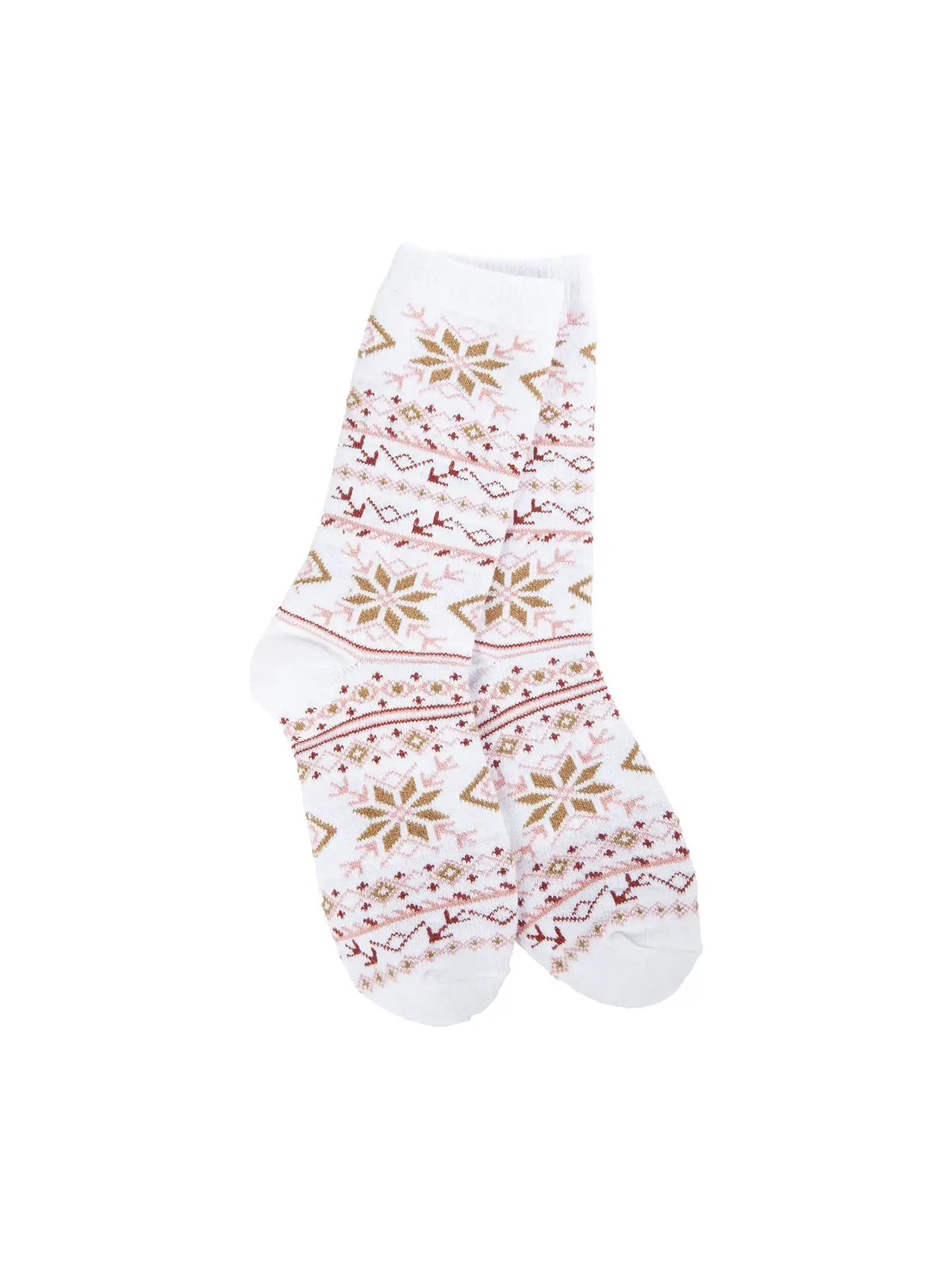 World's Softest Holiday Mini Crew Sock Fair Isle White Multi