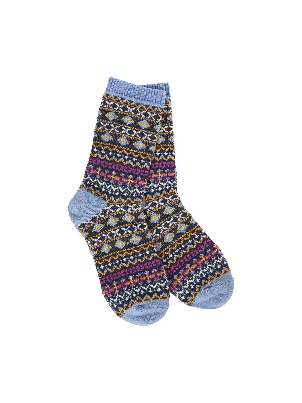 World's Softest Holiday Mini Crew Sock Nordic Blue