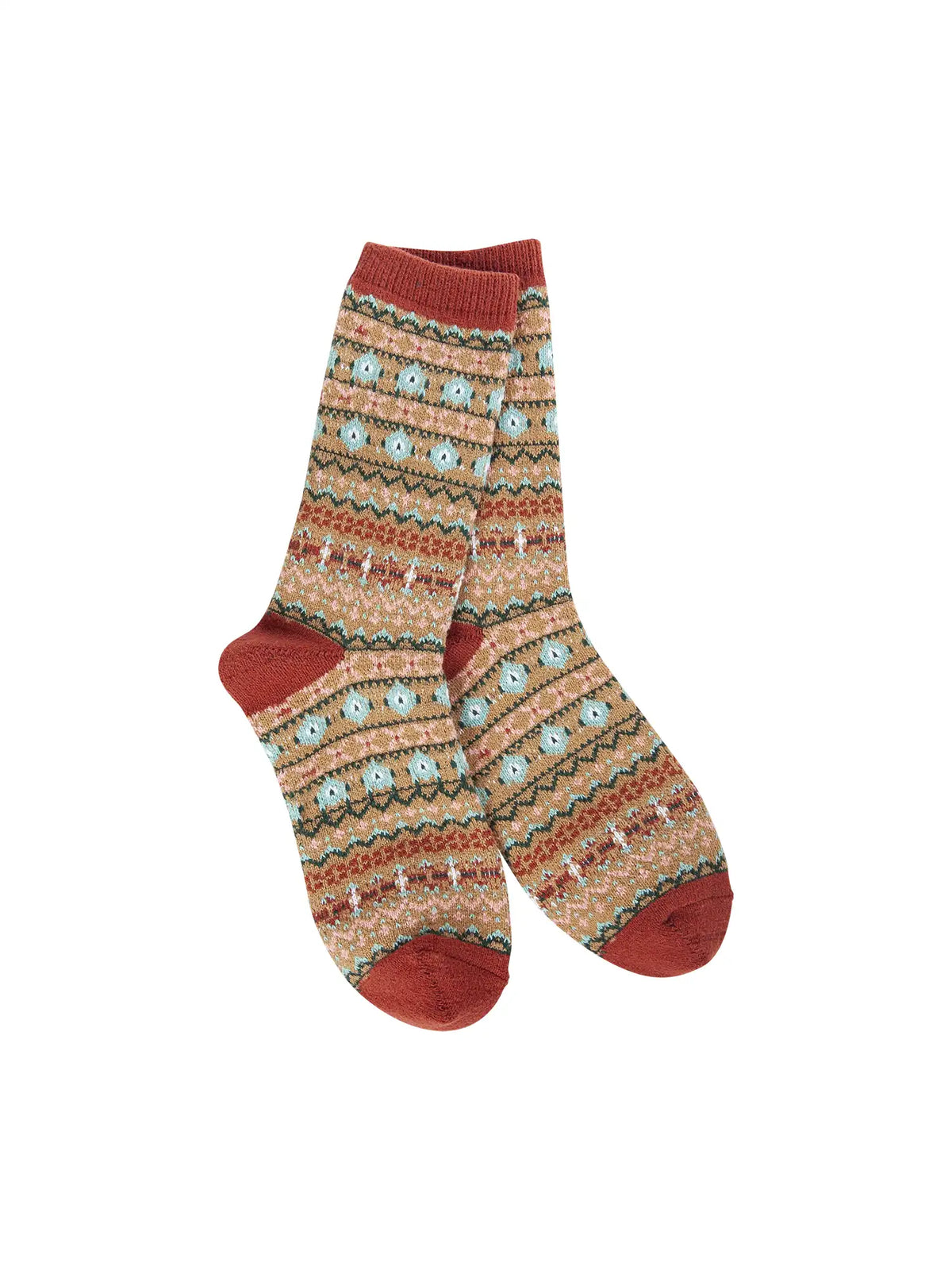 World's Softest Holiday Mini Crew Sock Nordic Brown