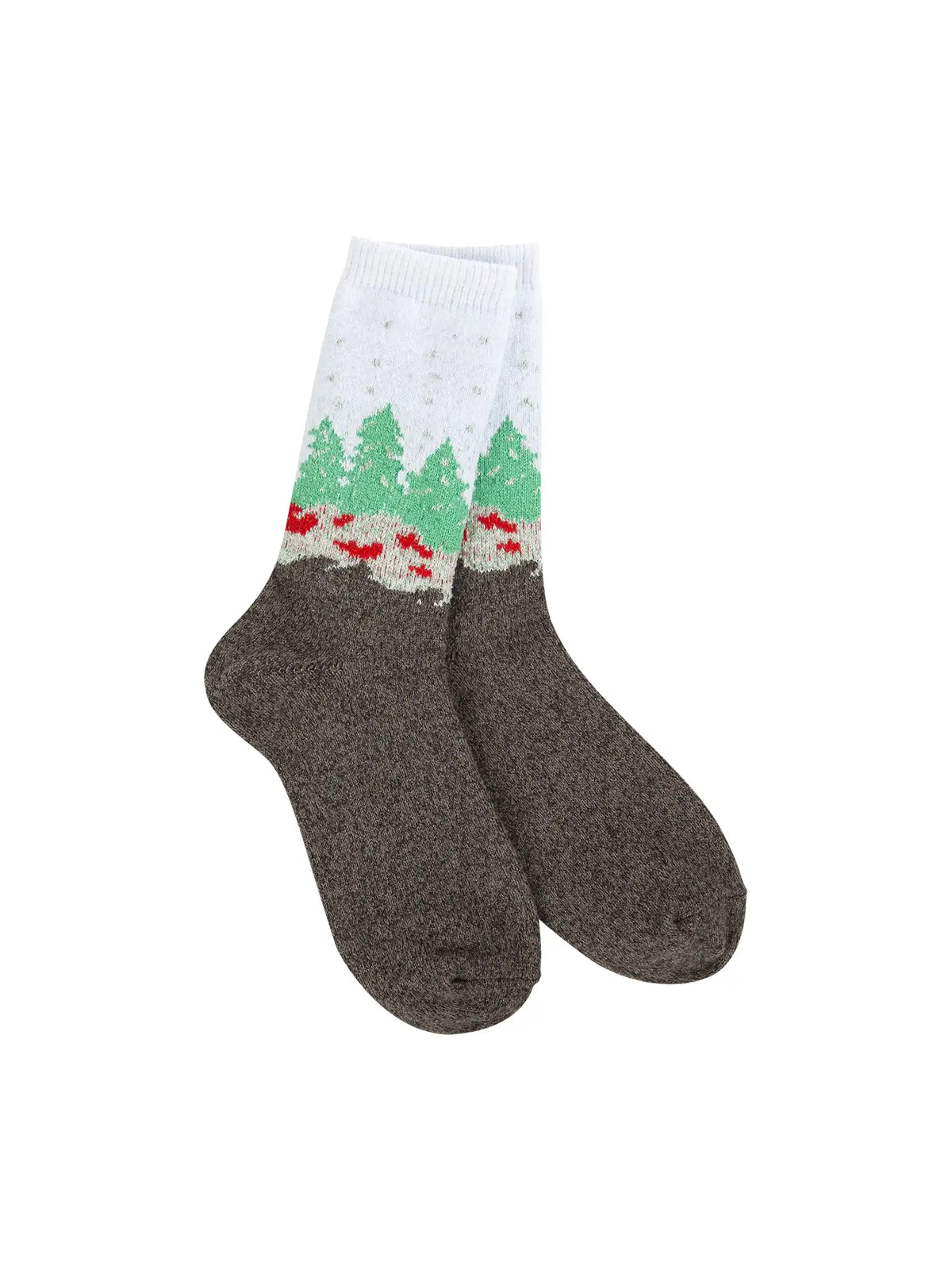 World's Softest Holiday Mini Crew Sock Wonderland Forest White