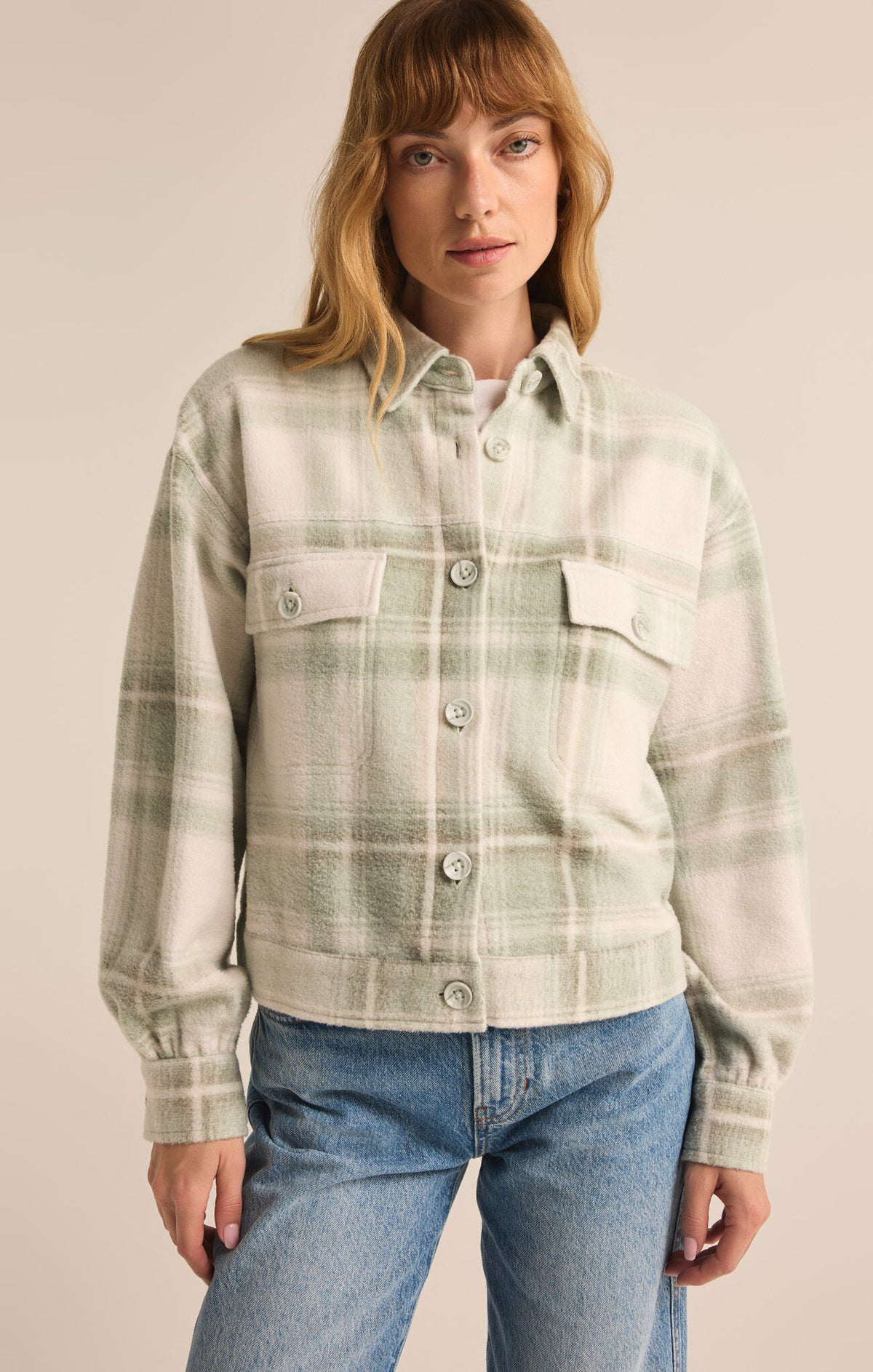 Z SUPPLY Abbott Plaid Jacket in willow-front