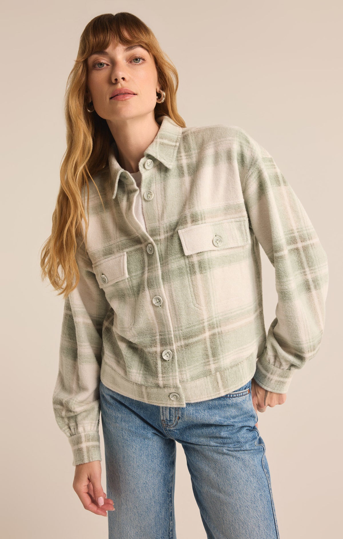 Z SUPPLY Abbott Plaid Jacket in willow-front