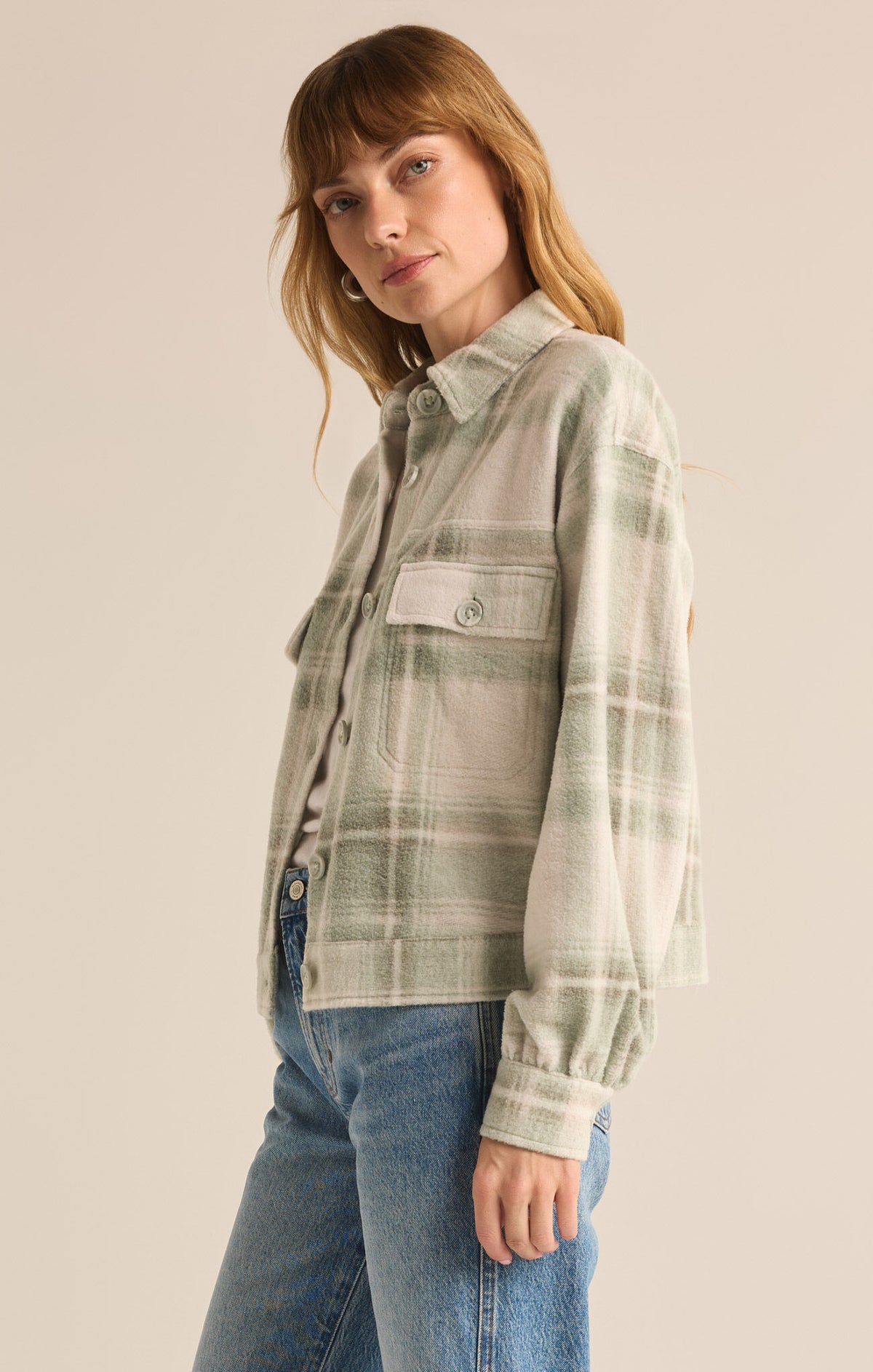 Z SUPPLY Abbott Plaid Jacket in willow-side