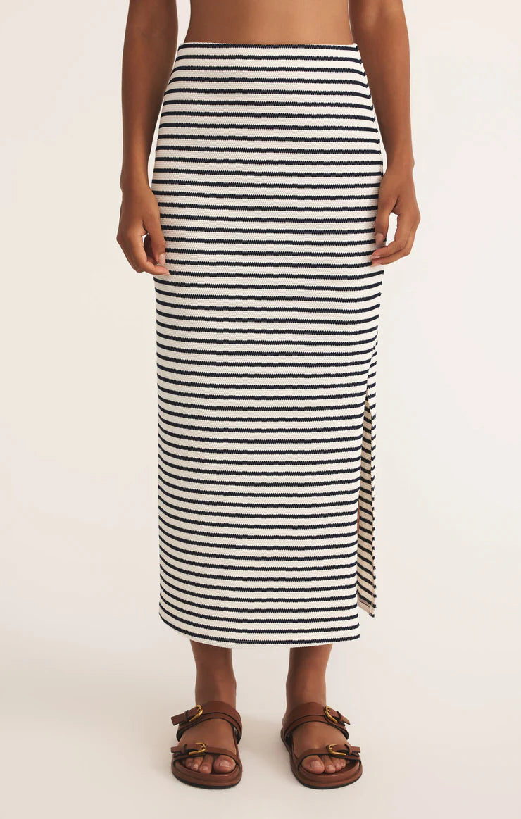 Z SUPPLY Ainslie Stripe Midi Skirt Eclipse