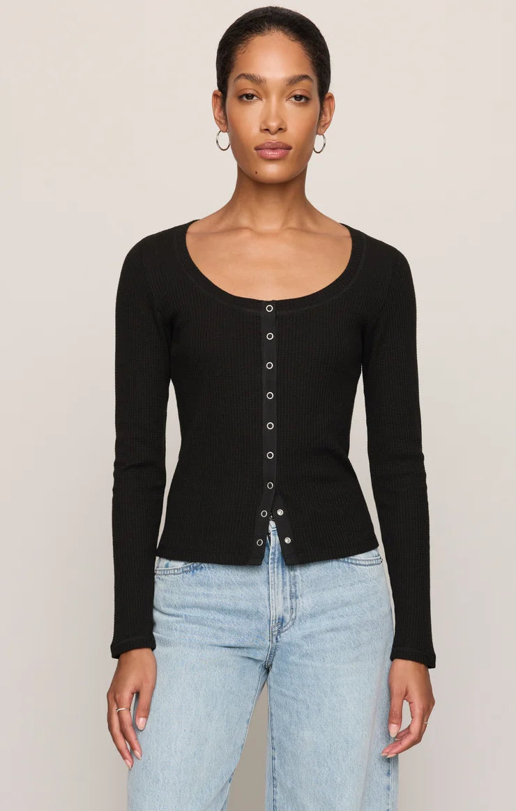 Z SUPPLY Albany Waffle Snap Front Top black 