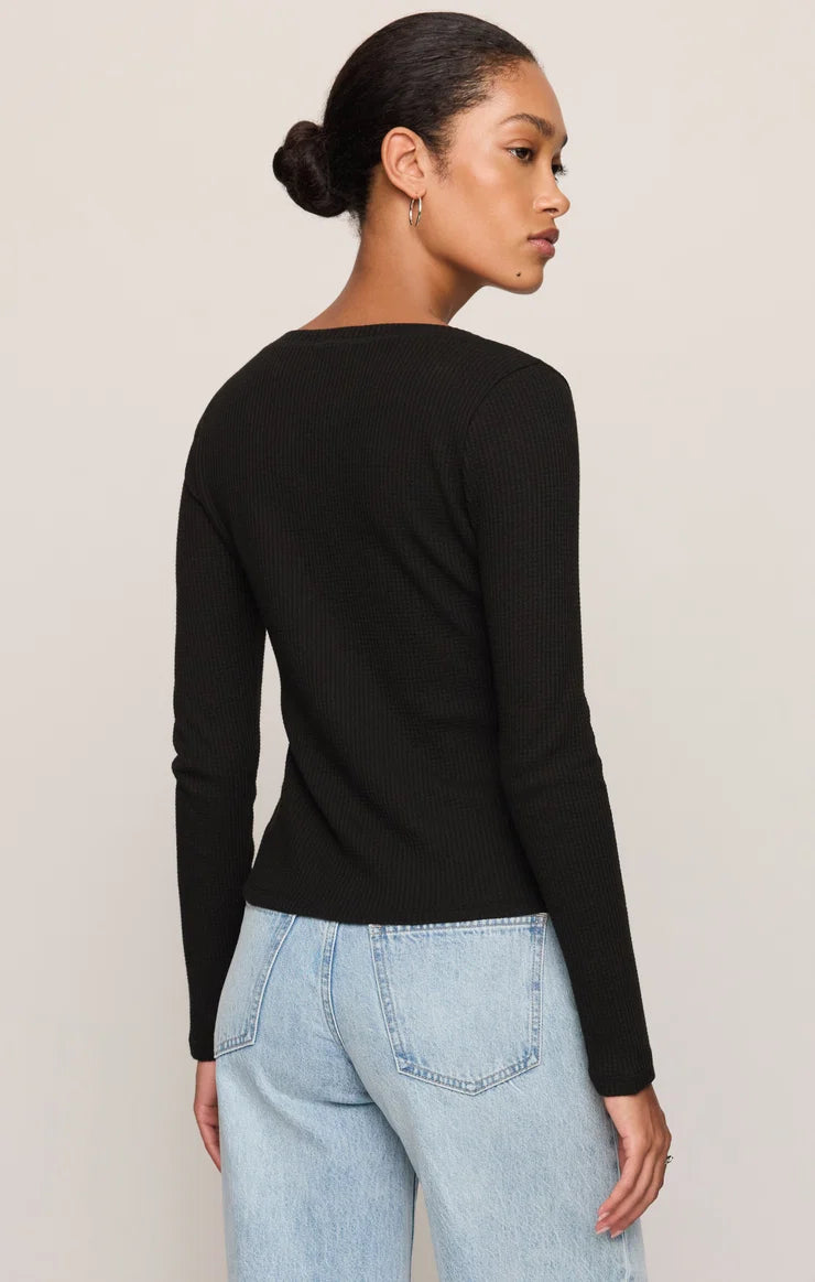 Z SUPPLY Albany Waffle Snap Front Top black 