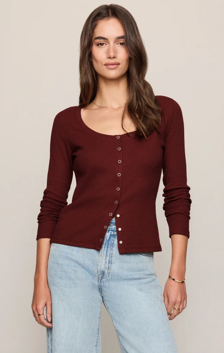Z SUPPLY Albany Waffle Snap Front Top velvet rouge