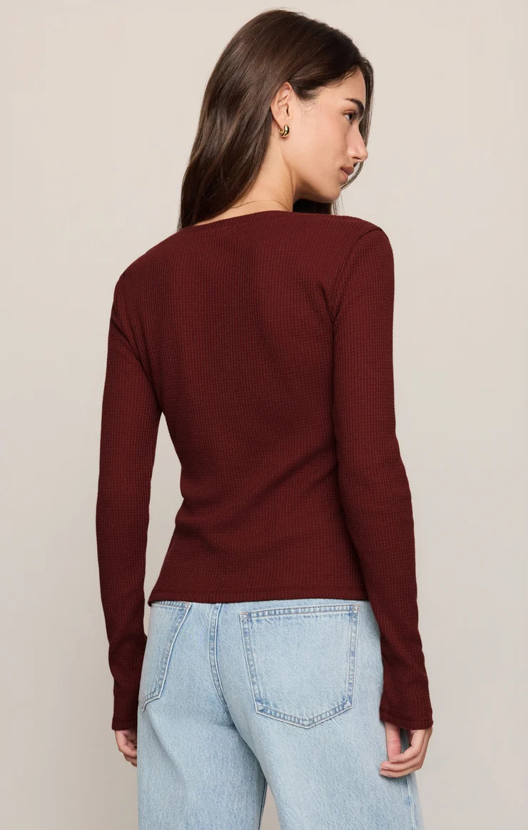 Z SUPPLY Albany Waffle Snap Front Top velvet rouge