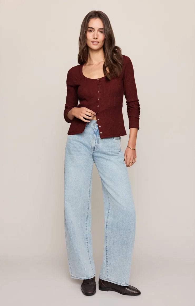 Z SUPPLY Albany Waffle Snap Front Top velvet rouge