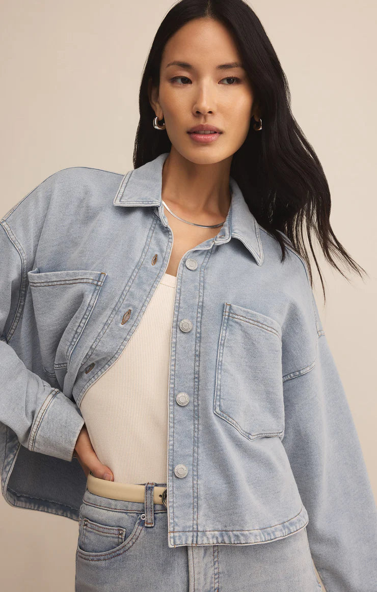 Z SUPPLY All Day Cropped Knit Denim Jacket – Bliss Z SUPPLY All Day Cropped Knit Denim Jacket – Bliss