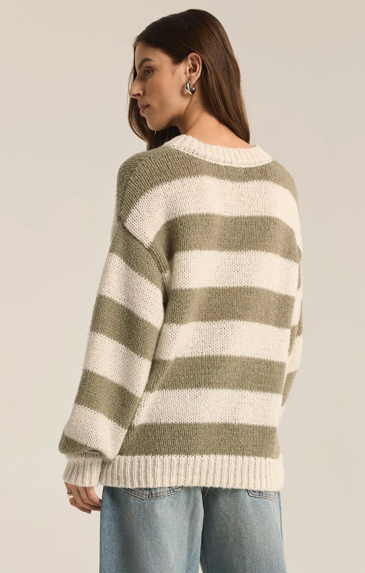 Z SUPPLY Anders Stripe Sweater in willow-back