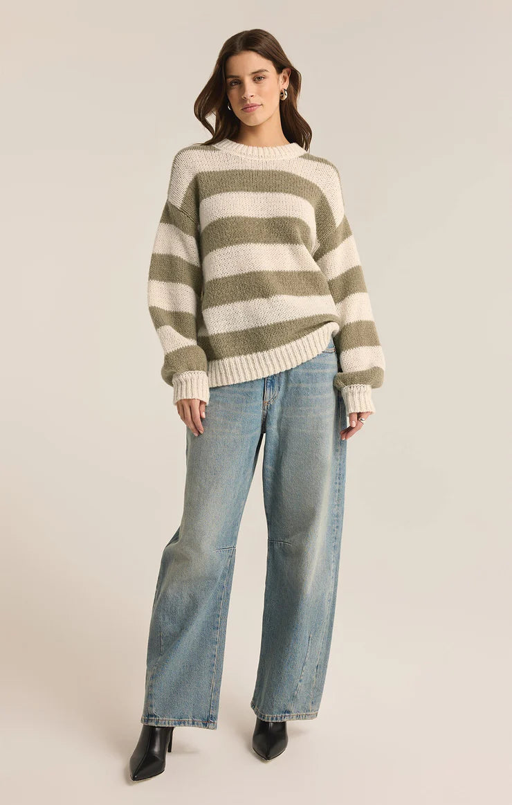 Z SUPPLY Anders Stripe Sweater in willow-front