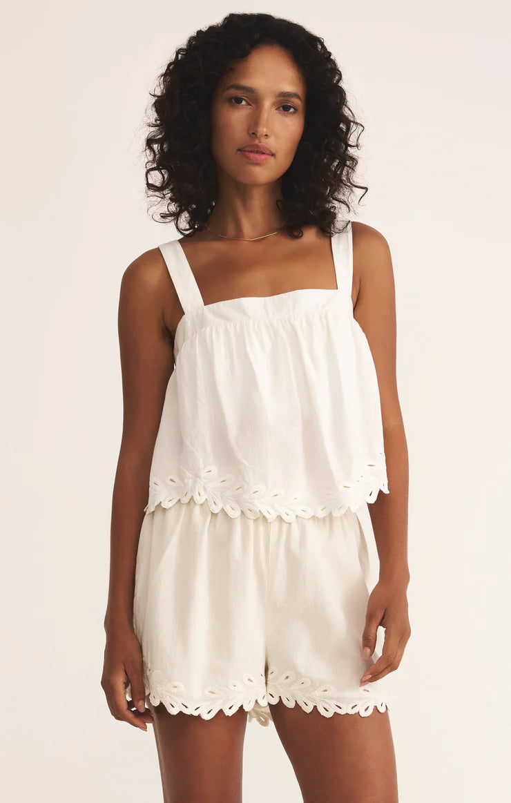 Z SUPPLY Annecy Embroidered Linen Tank in white 