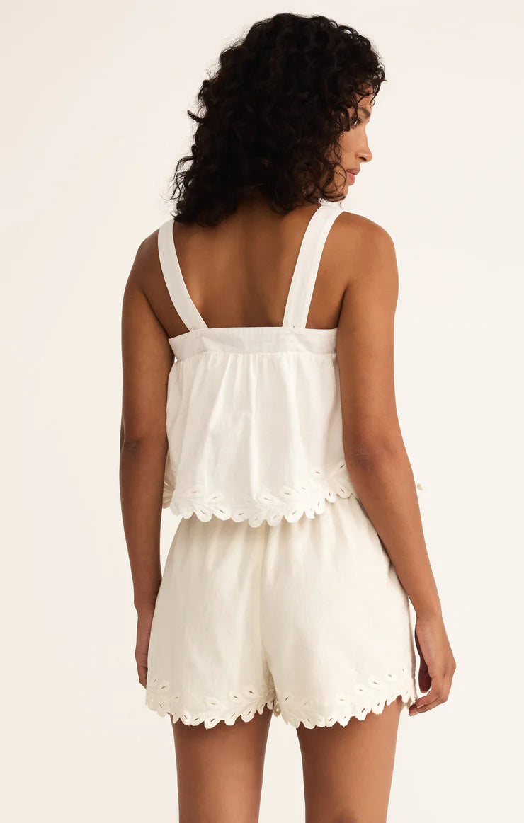 Z SUPPLY Annecy Embroidered Linen Tank in white 