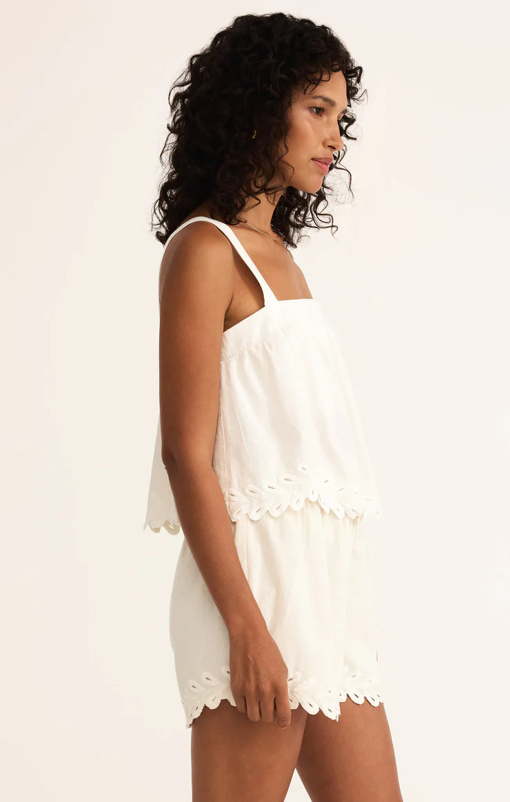 Z SUPPLY Annecy Embroidered Linen Tank in white 