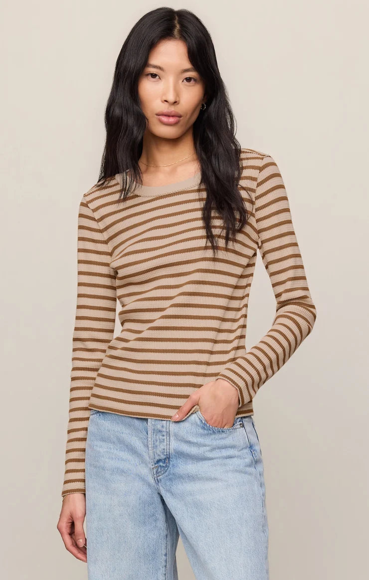 Z SUPPLY Arlet Stripe Thermal Top  saddle suede 