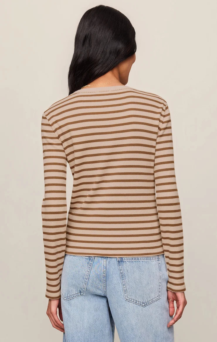 Z SUPPLY Arlet Stripe Thermal Top  saddle suede 