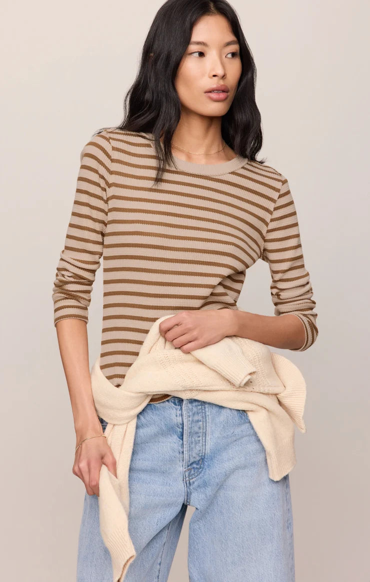 Z SUPPLY Arlet Stripe Thermal Top  saddle suede 