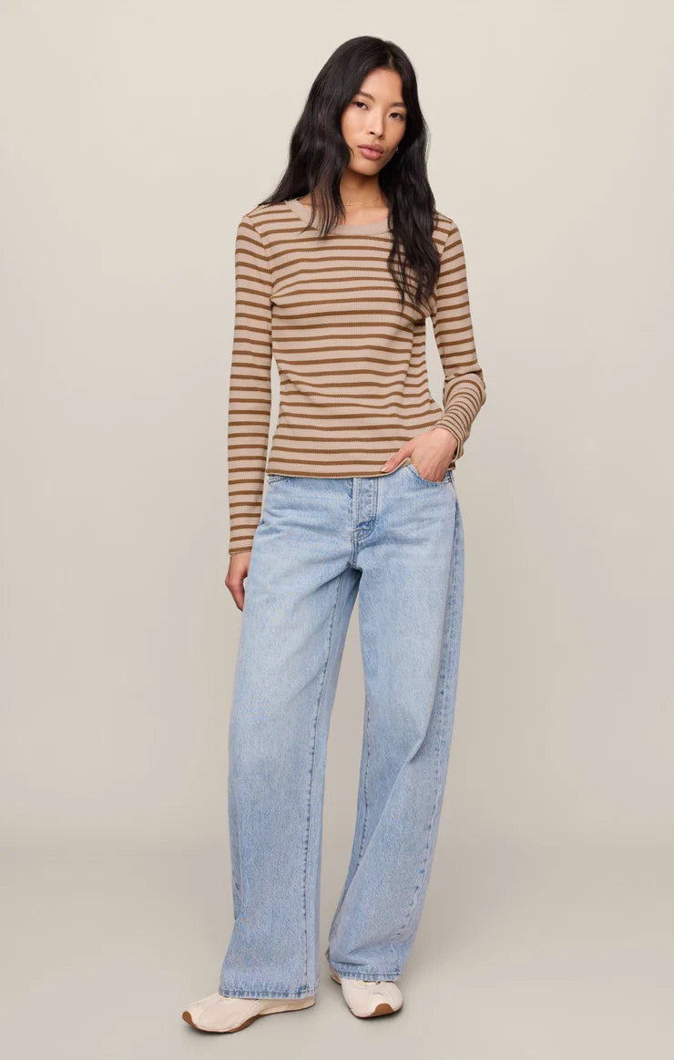 Z SUPPLY Arlet Stripe Thermal Top  saddle suede 