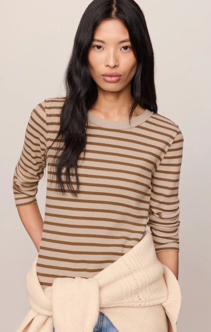 Z SUPPLY Arlet Stripe Thermal Top  saddle suede 