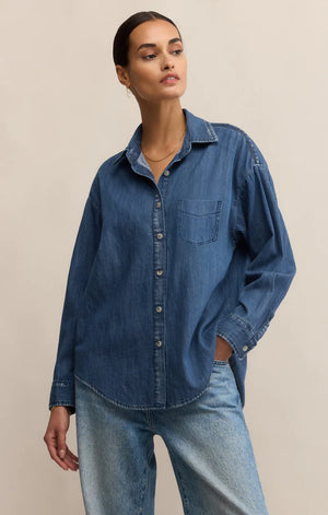 Z SUPPLY Atwood Denim Shirt in medium indigo
