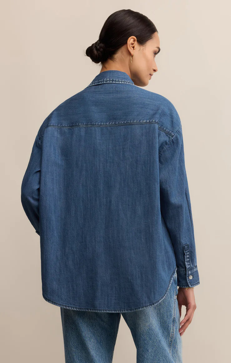 Z SUPPLY Atwood Denim Shirt in medium indigo