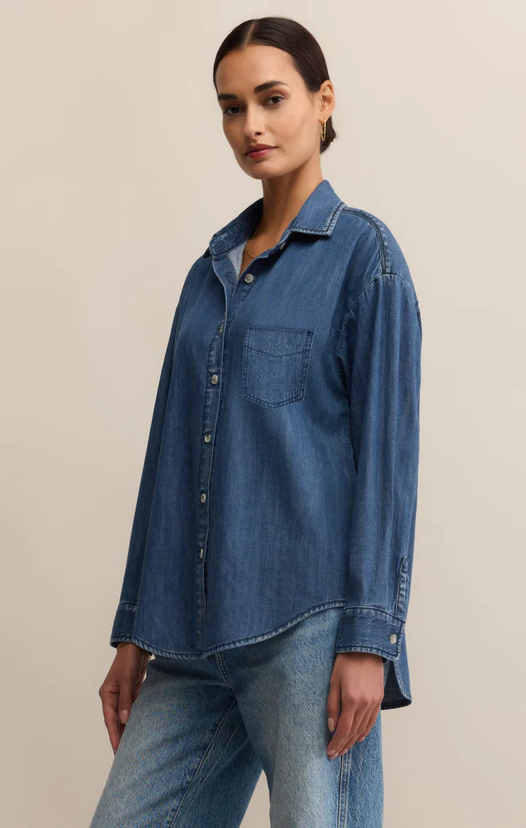 Z SUPPLY Atwood Denim Shirt in medium indigo