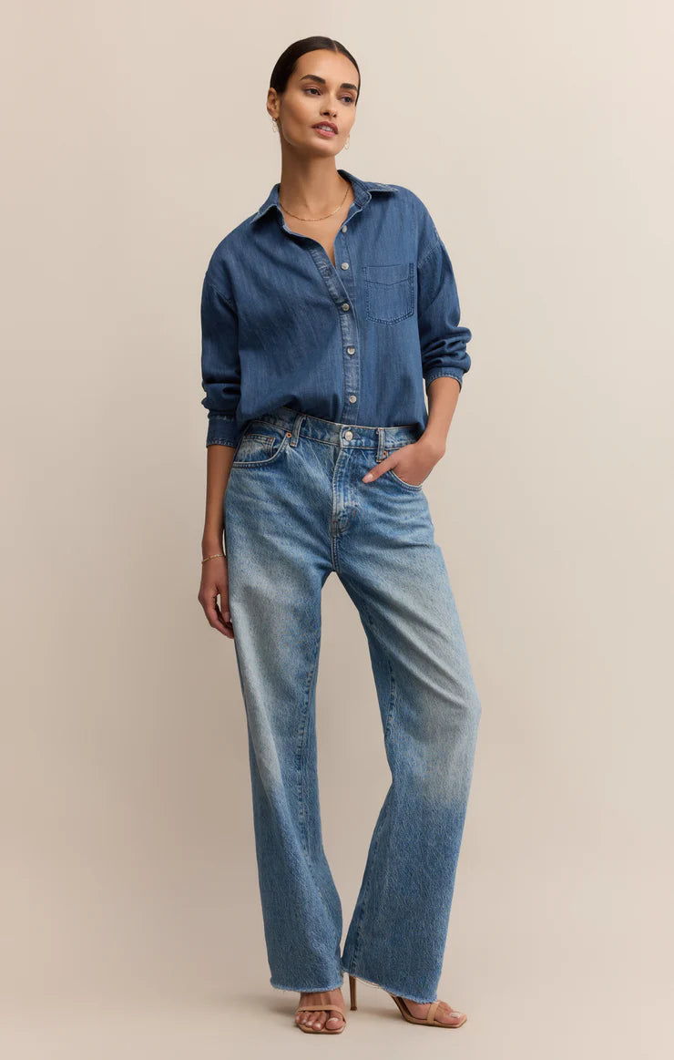 Z SUPPLY Atwood Denim Shirt in medium indigo