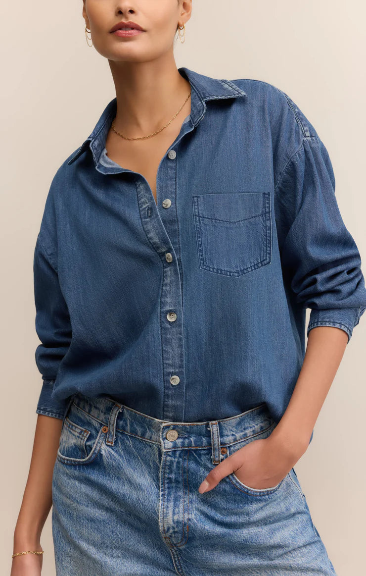 Z SUPPLY Atwood Denim Shirt in medium indigo
