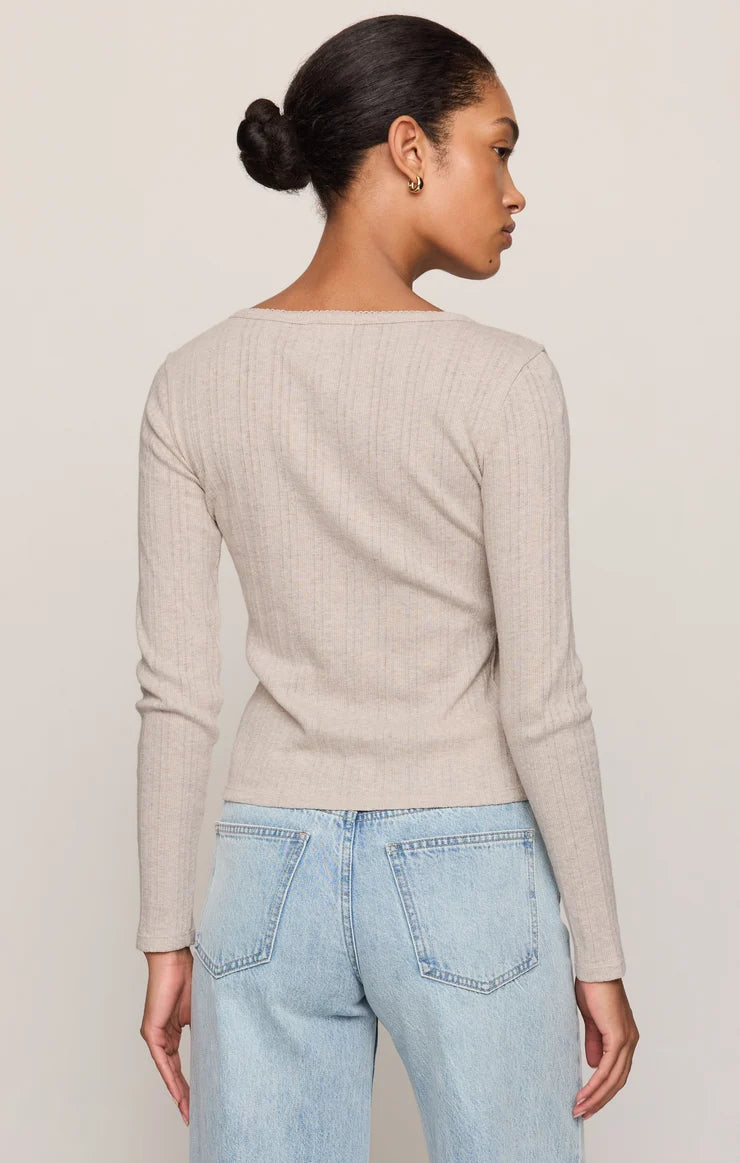 Z SUPPLY Audri Pointelle Henley Top natural heather 