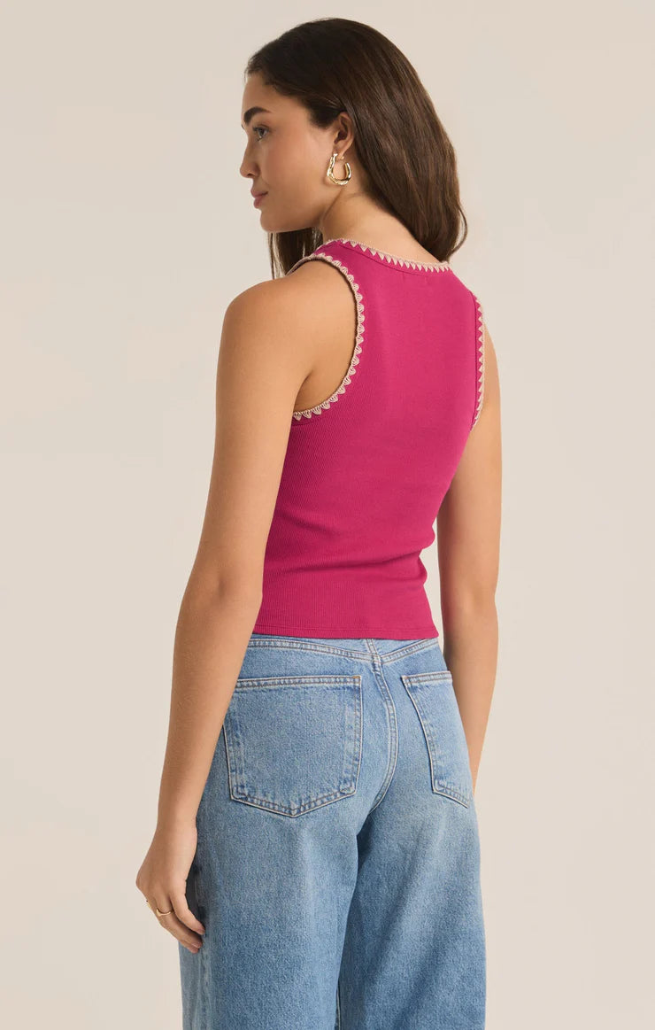 Z SUPPLY Avril Rib Whipstitch Tank in Cactus Flower