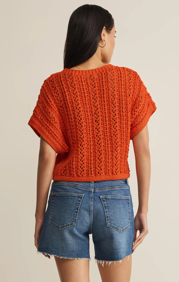 Z SUPPLY Ballast Crochet Sweater Top tiger lily